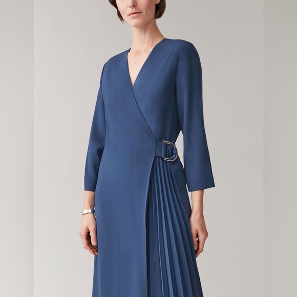 COS Pleated Front Wrap Dress Size 38 / US 8 - Picture 6 of 13